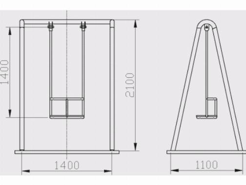 Чертеж самых простых металлических дачных качелей